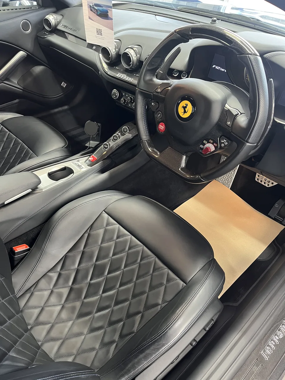 Ferrari leather interior and cockpit detail